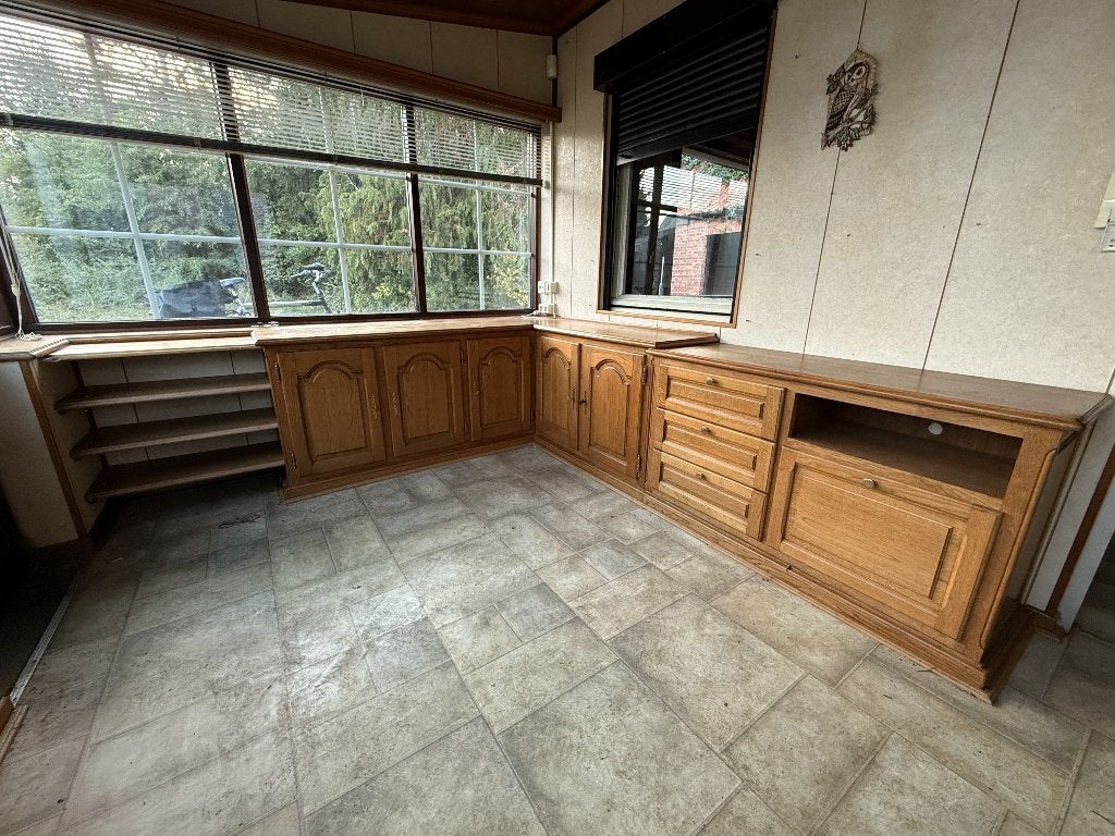 Vintage houten wandkast / kast op maat - landelijke stijl, Antiek en Kunst, Ophalen