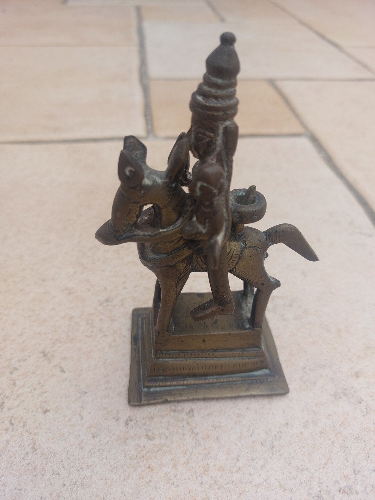 Indische figuur op paard., Antiek en Kunst, Ophalen, Brons