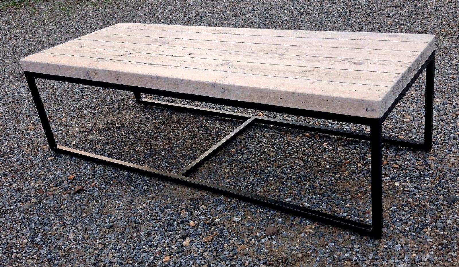 Table d'échafaudage en bois traité avec cadre noir, 50 – 75, 150 à 200 cm, Pin, Comme neuf