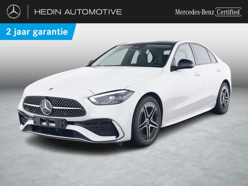 Mercedes-Benz C-klasse 180 Berline AMG Line | Panoramisch Da, Auto's, Automaat, Zwart, 4 cilinders, Wit