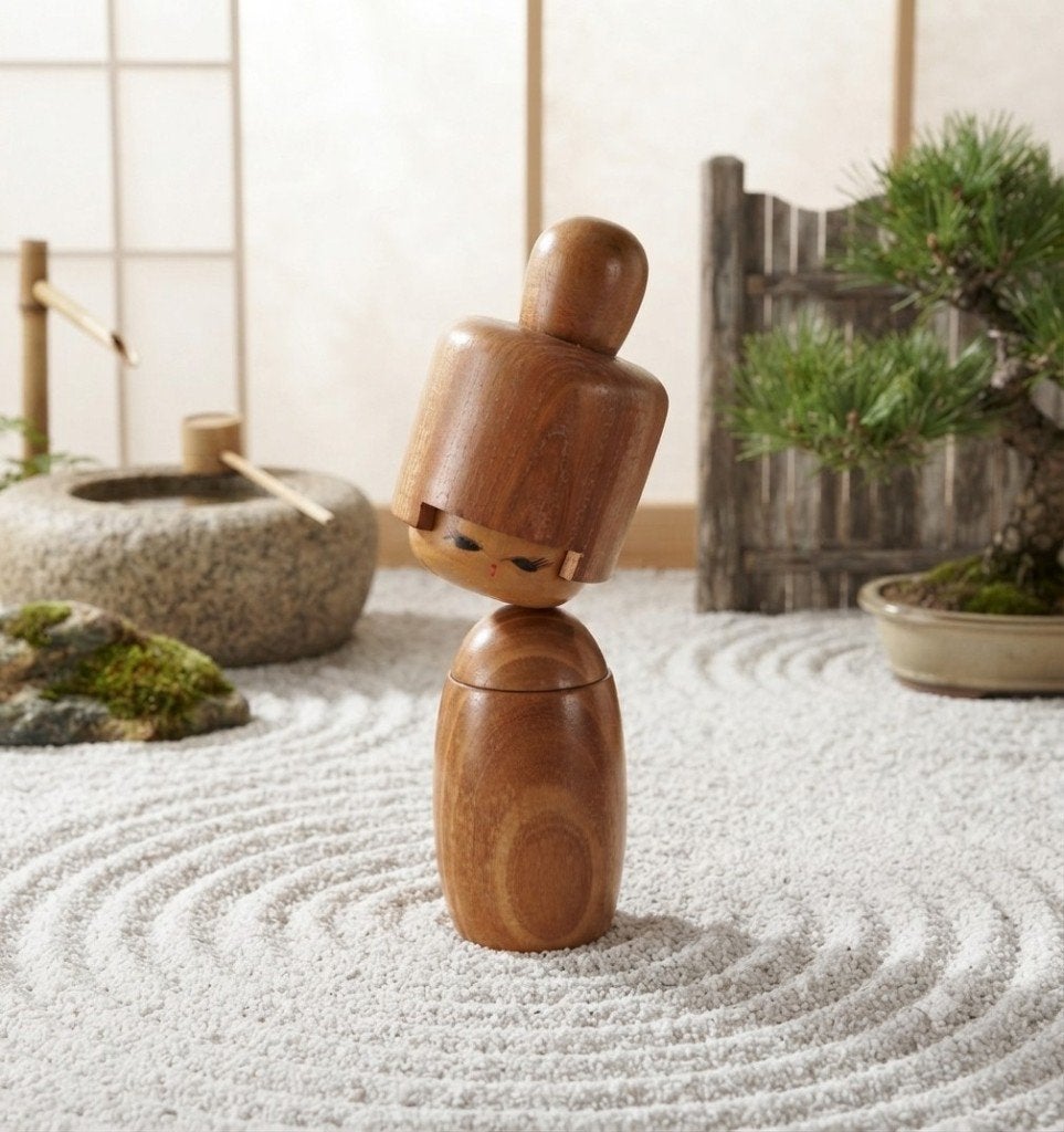 Prachtige Vintage kokeshi van Masuo Sato (26 cm), Hout, Geschilderd, Ophalen of Verzenden, Japan