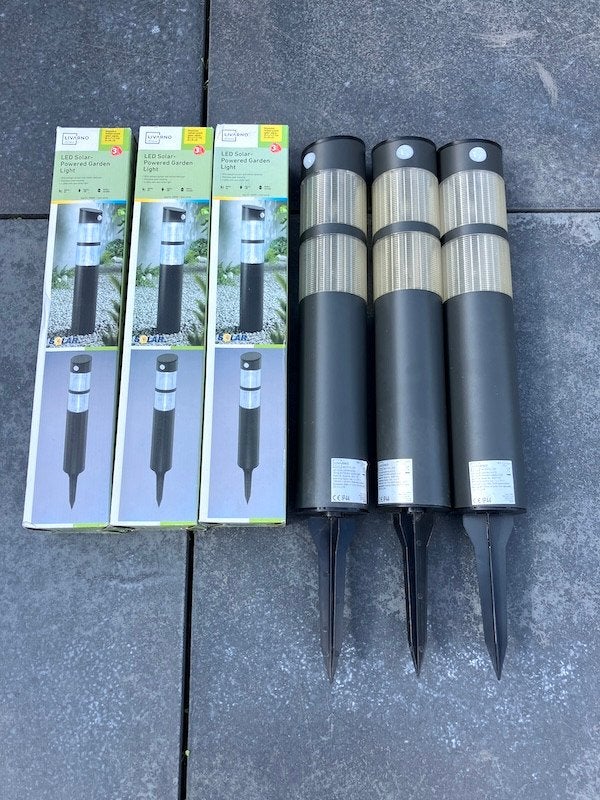 Om weg te geven Set van 3 LED-tuinverlichting op zonne-energ, Ophalen, Gebruikt, Staal, Led