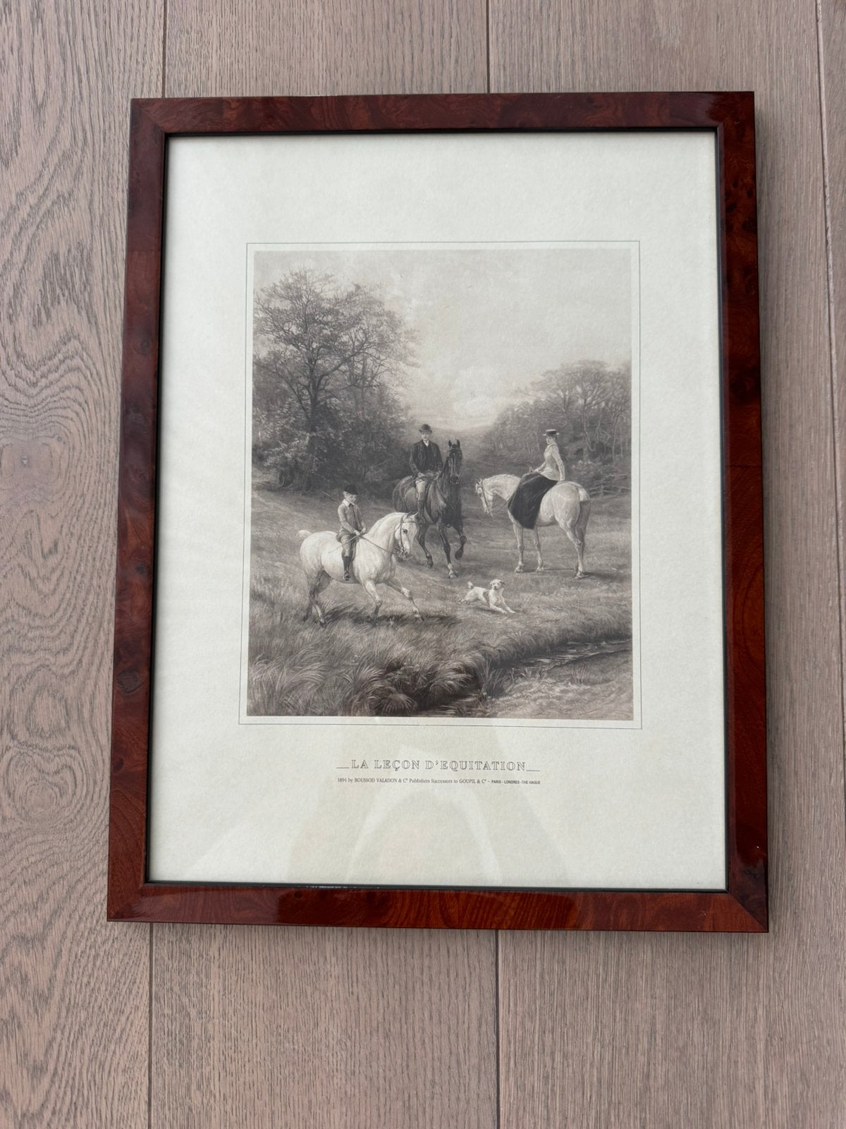 Ingekaderde prent ‘La Leçon d’Équitation’ – Paardenscène ️, Ophalen of Verzenden, Prent