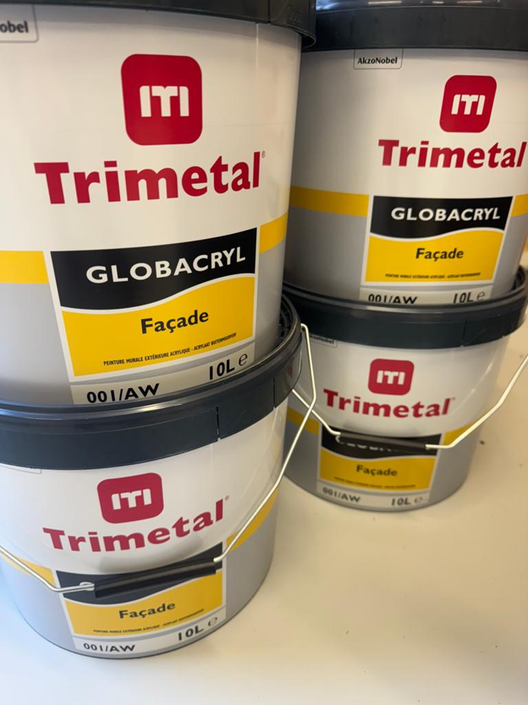 4x10 liter Globacryl Facade, Ophalen, Nieuw, Wit