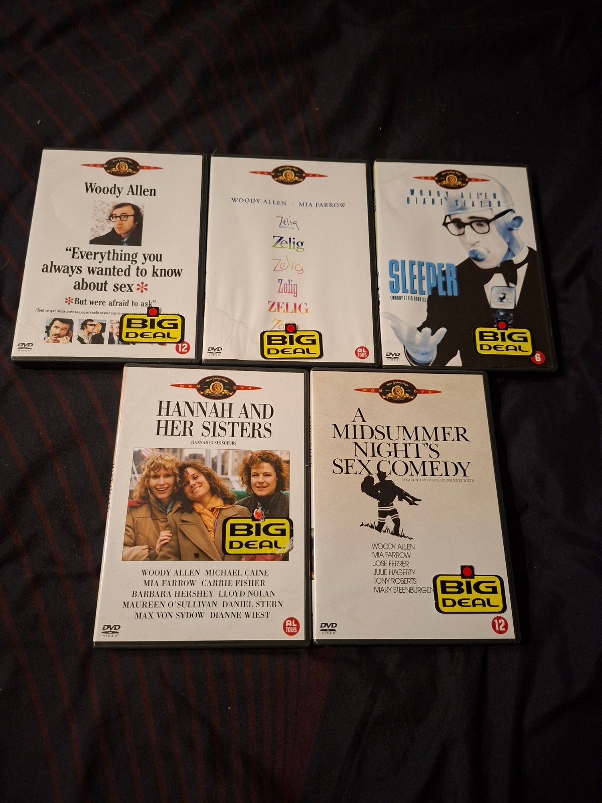 Te koop 5 Woody Allen DVD's, Italiaans, Actiekomedie, Inclusief doosje, Ophalen of Verzenden