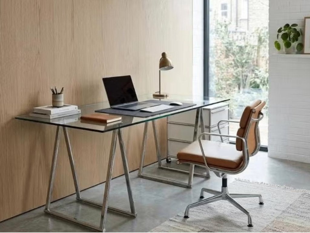 Mid-Century Modern / Space Age. bureau, Modern, Ophalen, Grijs, Glas
