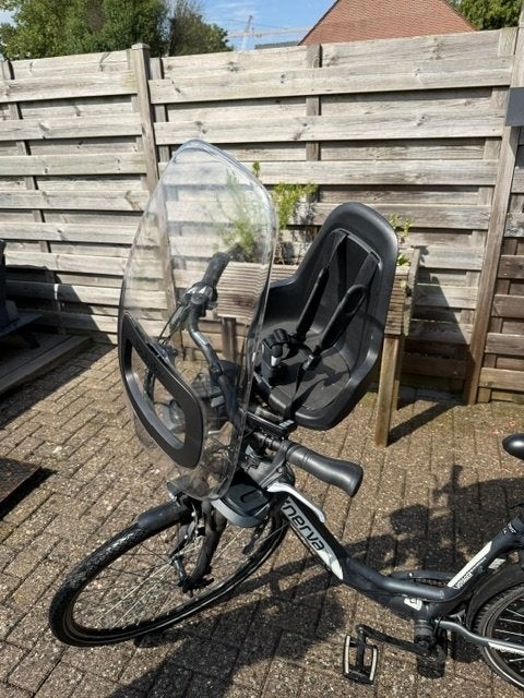 Bobike one fietsstoel (vooraan) + windscherm, Ophalen, Voetsteuntjes, 0 t/m 18 kg, Voorzitje