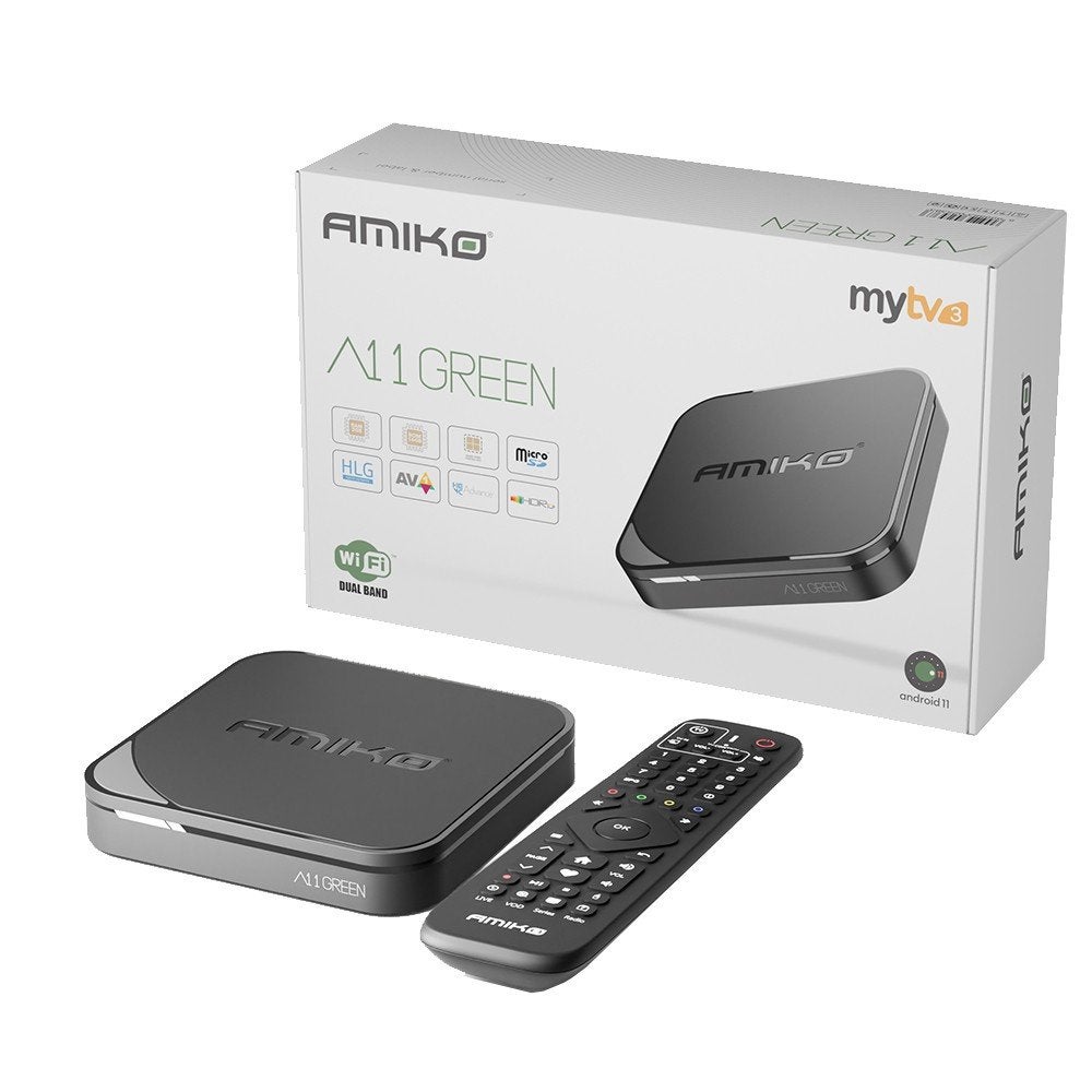 Boîte de streaming Amiko A11 verte 4K UHD | Android 11, Enlèvement ou Envoi, Neuf
