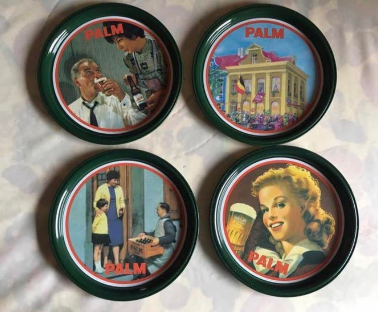 4 vintage onderzetters Palm, Ophalen, Zo goed als nieuw