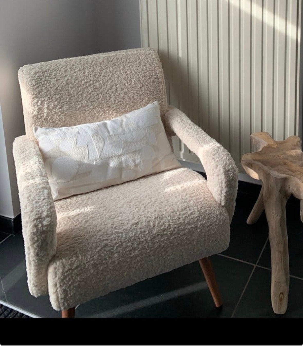 Eenzit fauteuil bouclé Bizotto - crèmekleurig, Ophalen, Gebruikt, Eenpersoons, Overige materialen