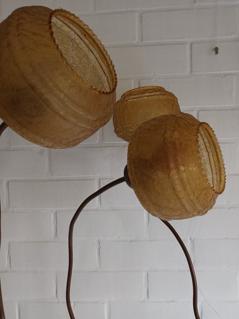 Unieke vintage design vloerlamp – 3 lichtpunten, Ophalen, Glas, Blauw, Art deco