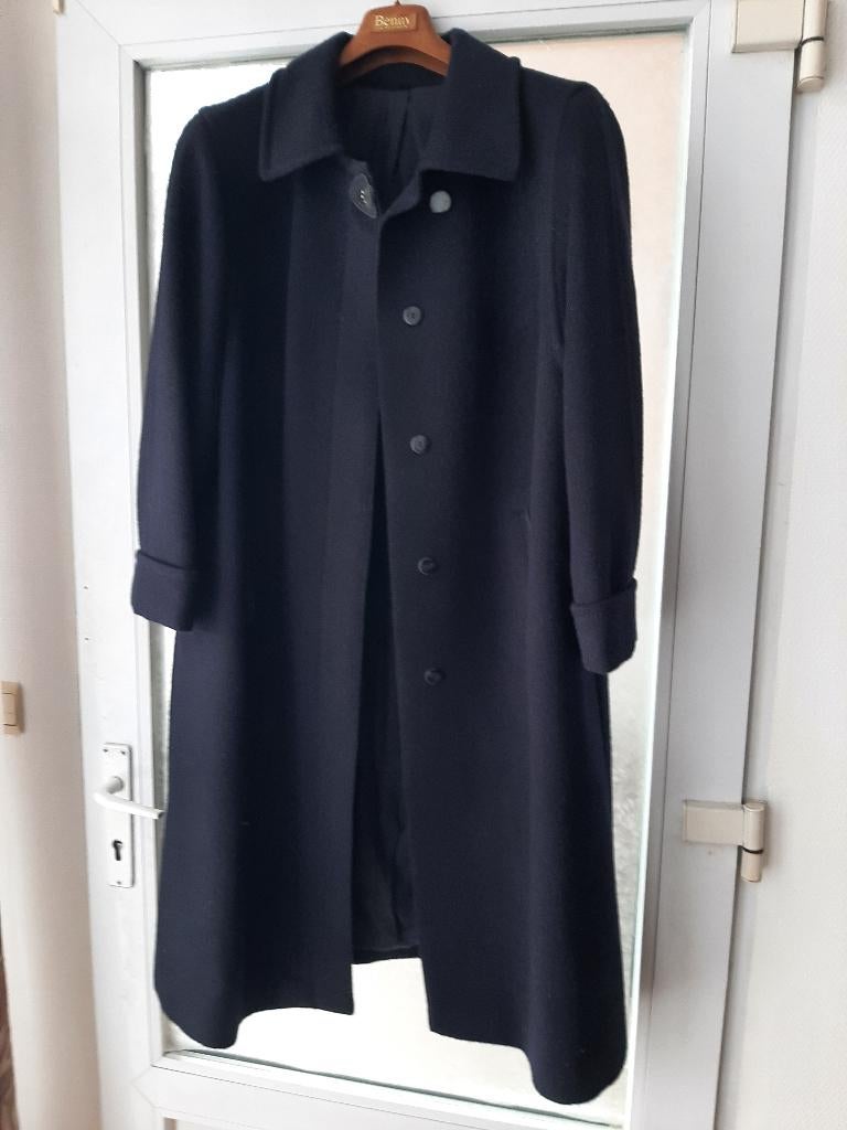Marine blauwe zuiver  wollen winterjas XL, Kleding | Heren, Ophalen, Zo goed als nieuw, Maat 56/58 (XL), Blauw