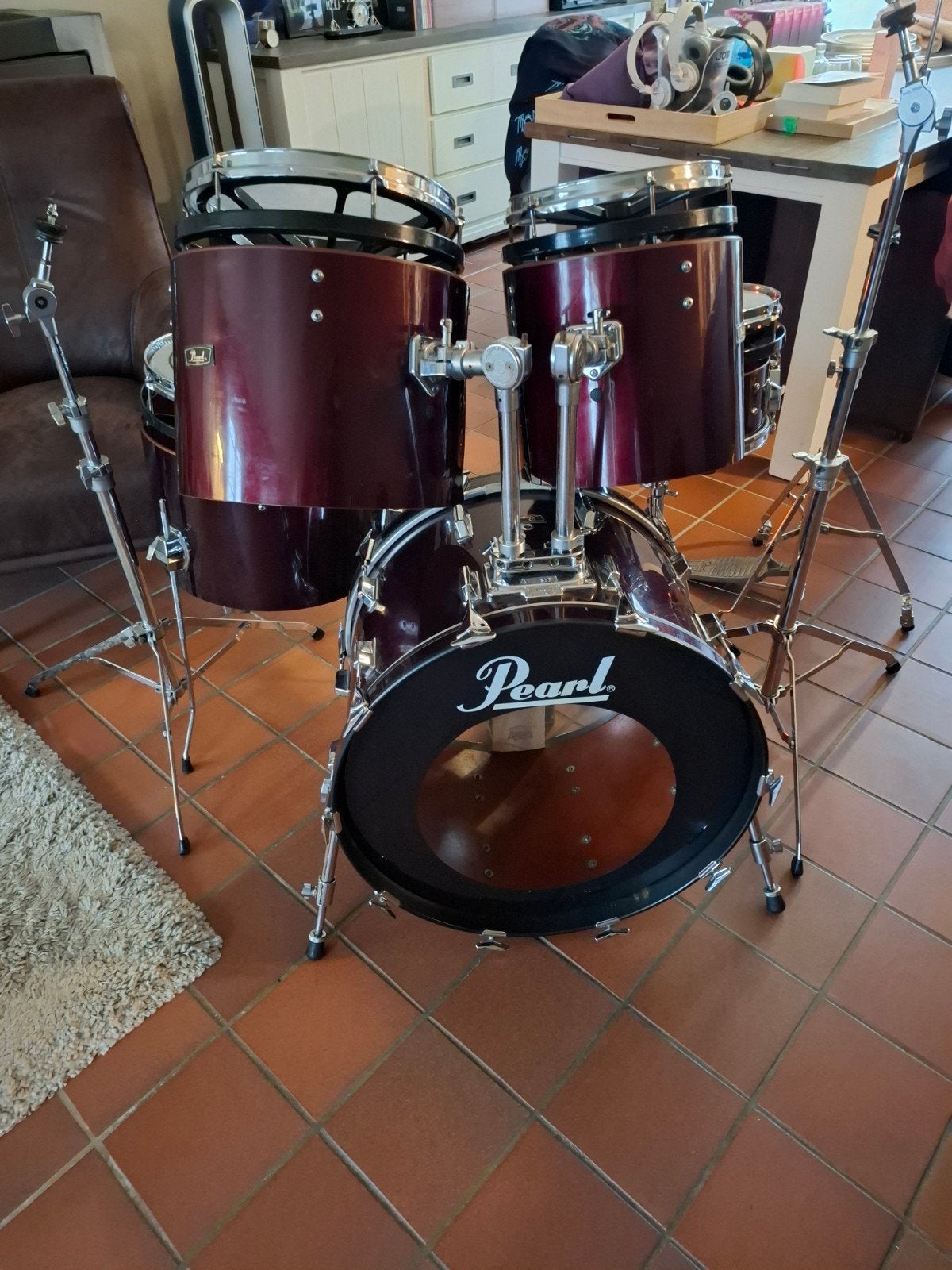zeldzaam vintage Pearl vari Pitch drumstel ism remo rototoms, Muziek en Instrumenten, Ophalen, Gebruikt, Drums of Percussie