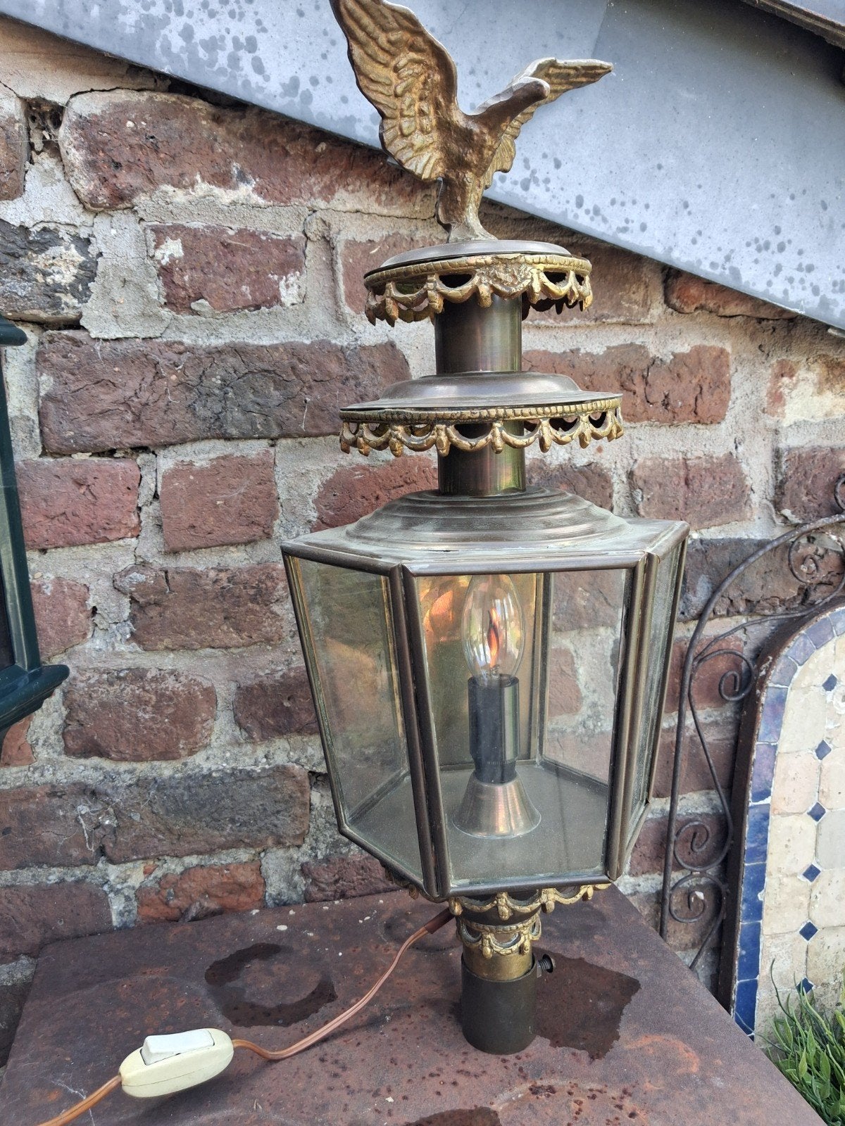 grande ancienne  lanterne de fiacre en cuivre, Jardin & Terrasse, Enlèvement ou Envoi