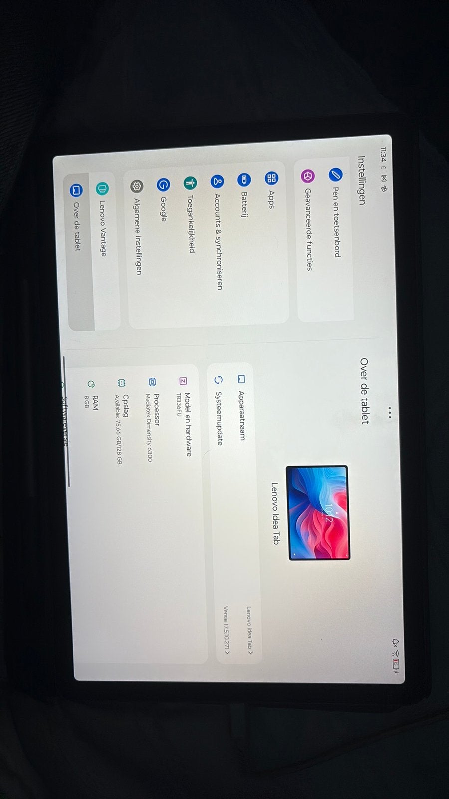 Lenovo Idea Tablet, Informatique & Logiciels, Android Tablettes, Enlèvement, Comme neuf, 128 GB