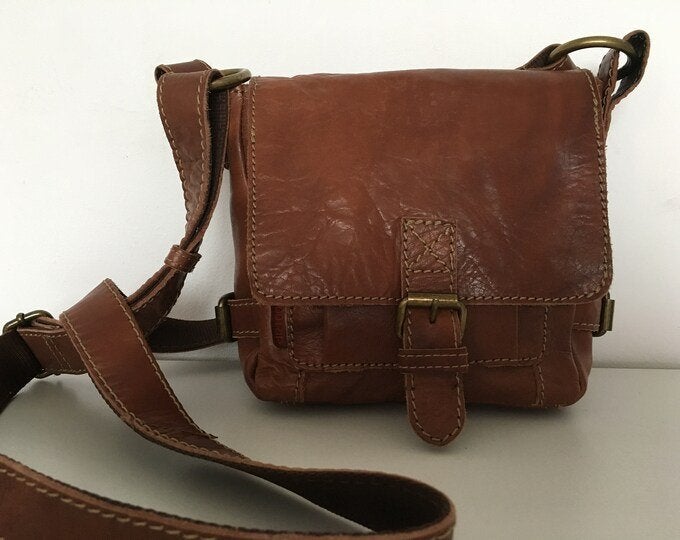 lederen schoudertas van dR 100% bags in cognac kleur, Overige merken, Bruin, Ophalen of Verzenden, Zo goed als nieuw