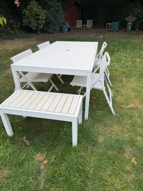 tuintafel & stoelen, Ophalen, Gebruikt, Rechthoekig, Aluminium