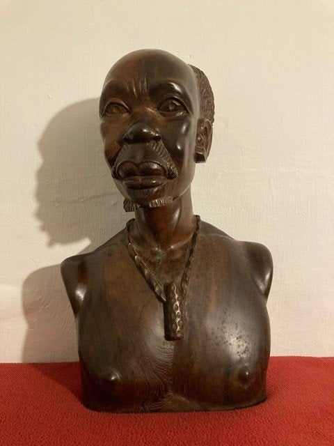 Oude Afrikaanse buste, Ophalen, Hout, Buste, Man
