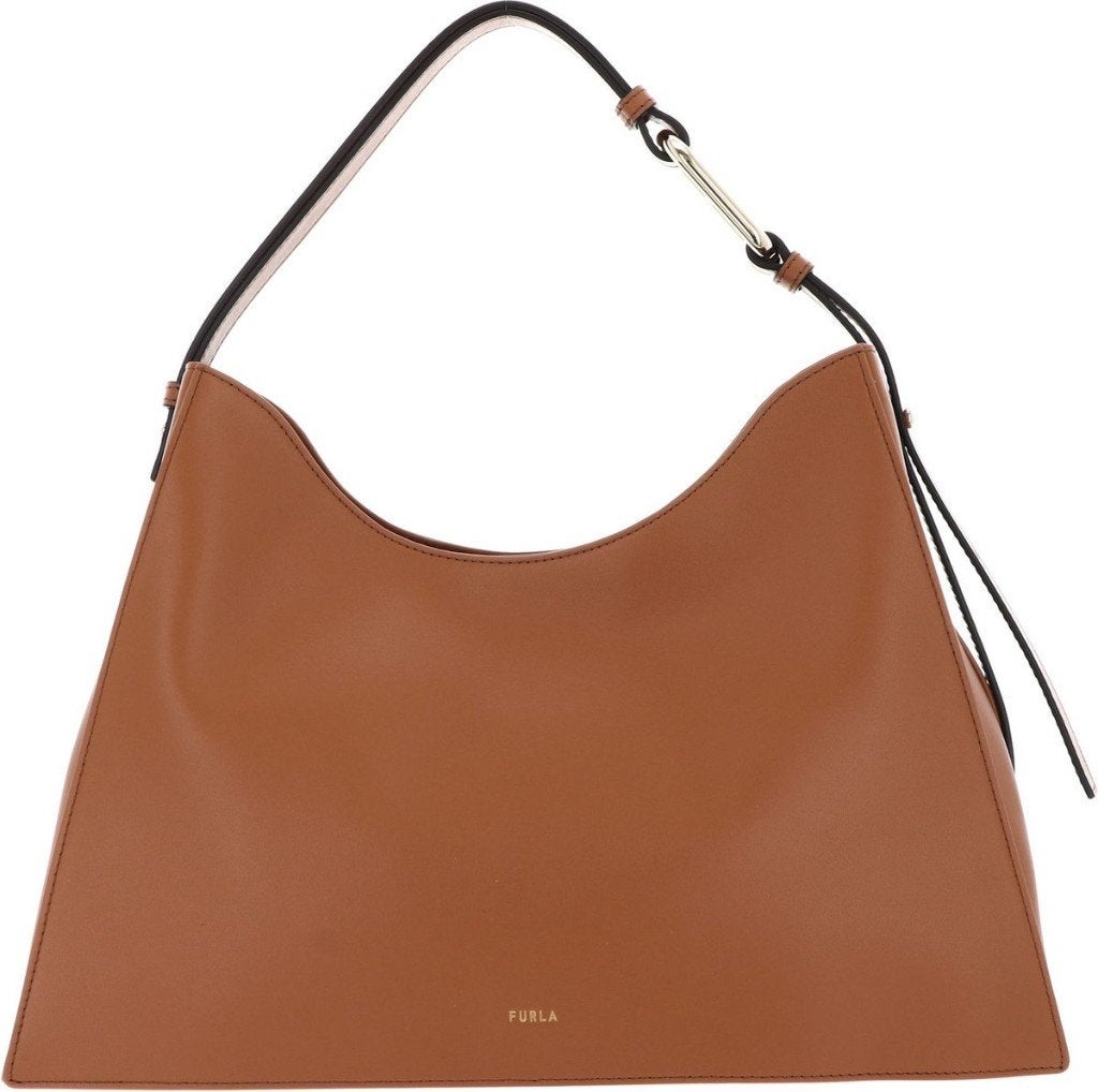NIEUWE FURLA Leren Schoudertas Nuvola Hobo Brandy Lichtbruin, Bijoux, Sacs & Beauté, Neuf, Autres marques, Cuir, Enlèvement ou Envoi