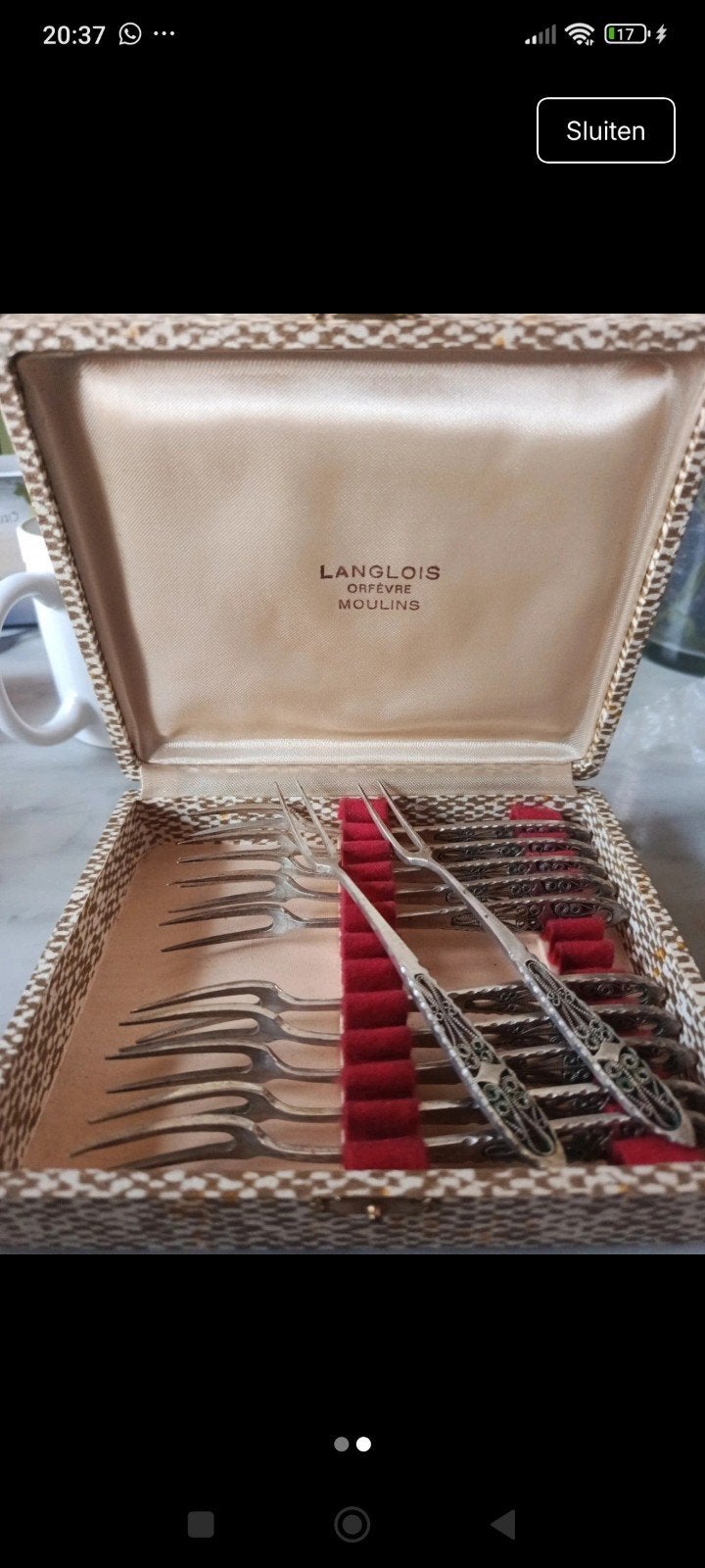 Antique verzilverde besteekset, Antiek en Kunst, Ophalen of Verzenden