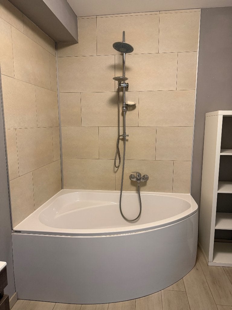 Hoekbad van Sanplast 100x150cm met kraan van Grohe, Ophalen, Gebruikt, Met bad