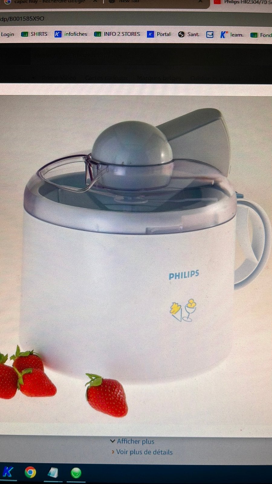 Sorbetière philips 1L, Enlèvement, Comme neuf