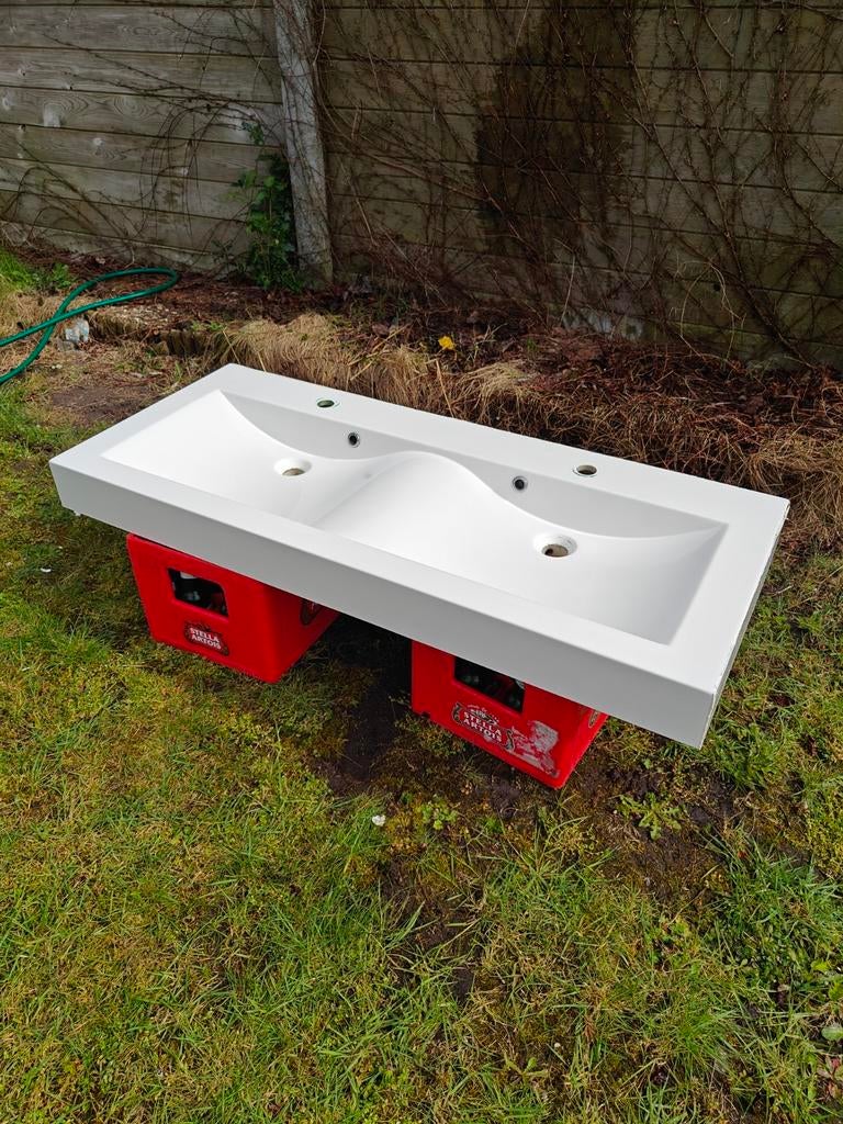 Dubbele wastafel badkamer, Enlèvement, Comme neuf, Pierre, Lavabo