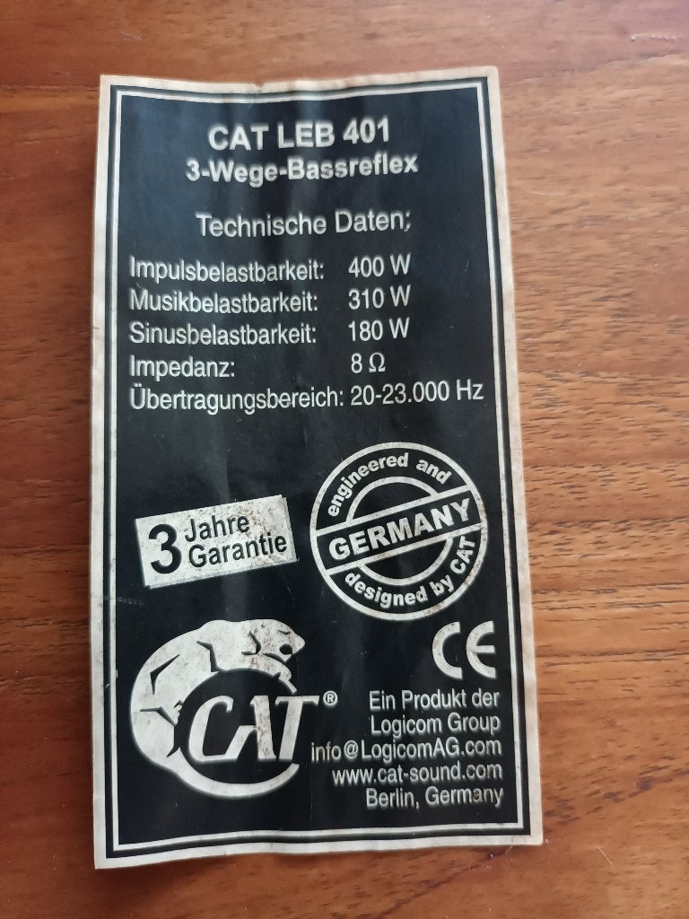 Cat Leb 401, 3 wegs Basreflex  boxen, TV, Hi-fi & Vidéo, Autres marques, Bass-reflex, Enlèvement, Utilisé