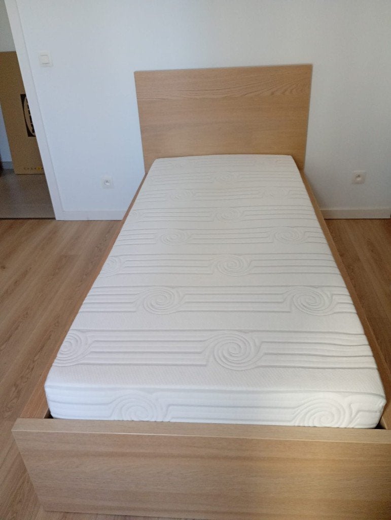 Lit 1 personne, Maison & Meubles, 90 cm, Beige, Enlèvement, 200 cm