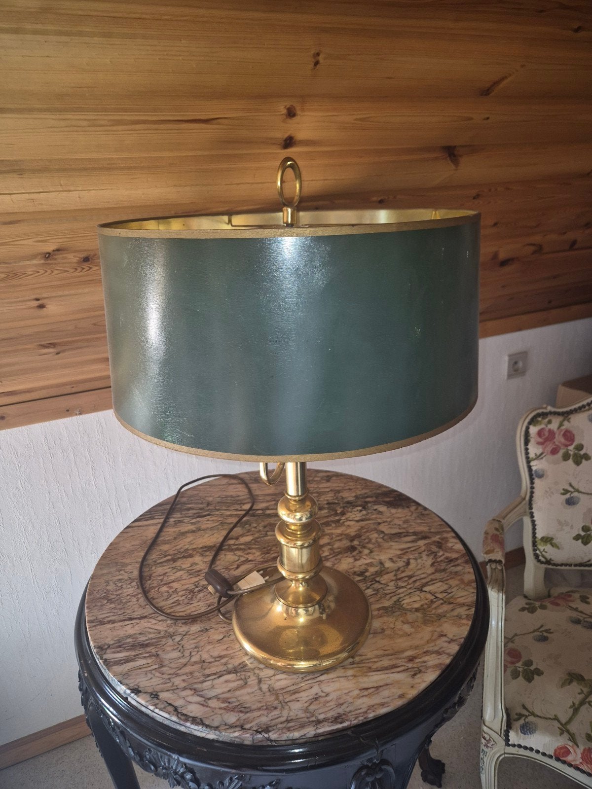 vintage Hollywood Regency lamp met messing voet, Ophalen