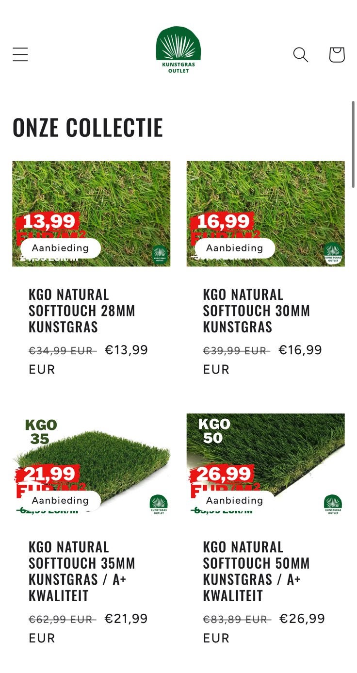 Kunstgras Outlet Waasland. Nieuw kunstgras vanaf 13,99€/m2, Ophalen, Nieuw, Kunstgras