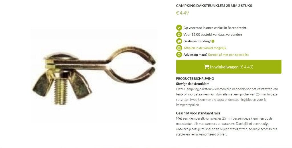 Daksteunklem 25 mm 2 Stuks - 5 sets beschikbaar, Ophalen of Verzenden, Nieuw