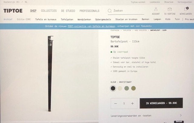 Tiptoe bartafelpoot design, Ophalen, Zwart, Zo goed als nieuw, Overige merken