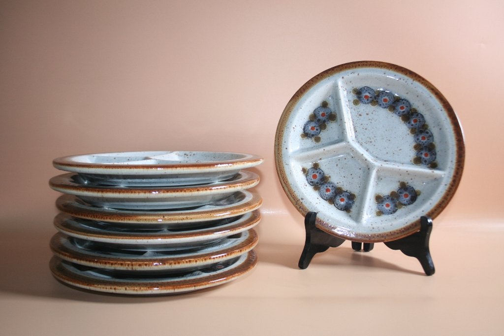 Set van 7 vintage fondue gourmet borden, Enlèvement