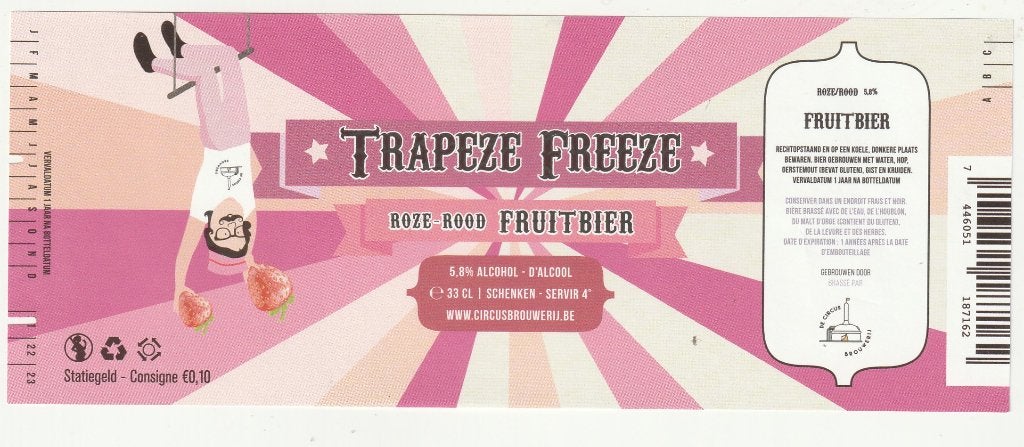 bieretiket Circus brouwerij : Trapeze Freeze, Envoi, Neuf, Autres types, Autres marques