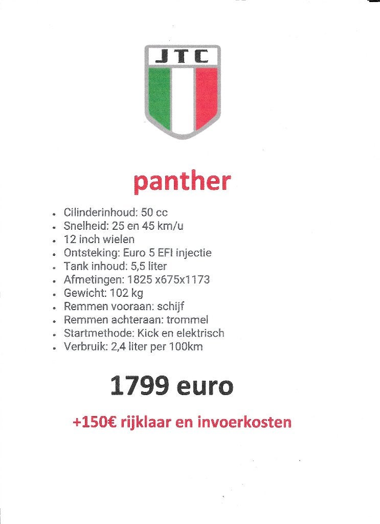 jtc panther nieuwe scooter 50cc in A / B te verkrijgen 1799€, Neuf, Jtc, Enlèvement, Essence