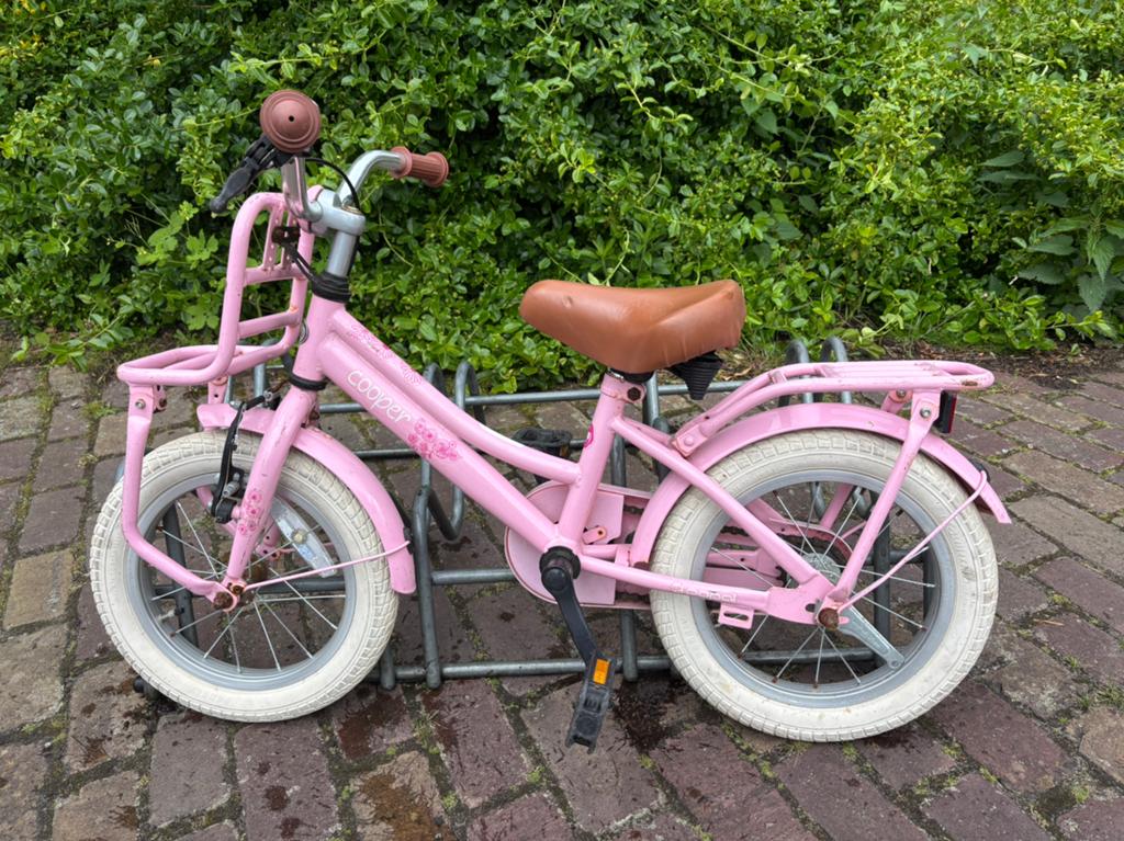 Cooper fiets roze 14 inch, Fietsen en Brommers, Fietsen | Meisjes, Ophalen, Terugtraprem, Gebruikt, 14 inch of minder