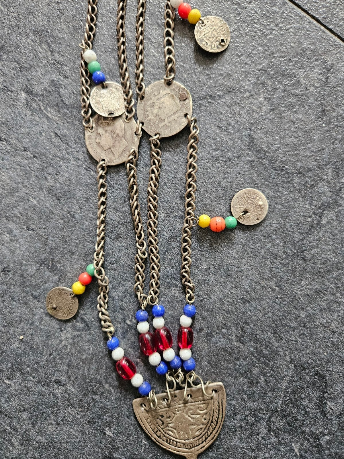 pièces d'argent uniques, bijoux berbères, coiffe, collier, Bijoux, Sacs & Beauté, Enlèvement ou Envoi, Argent, Collier