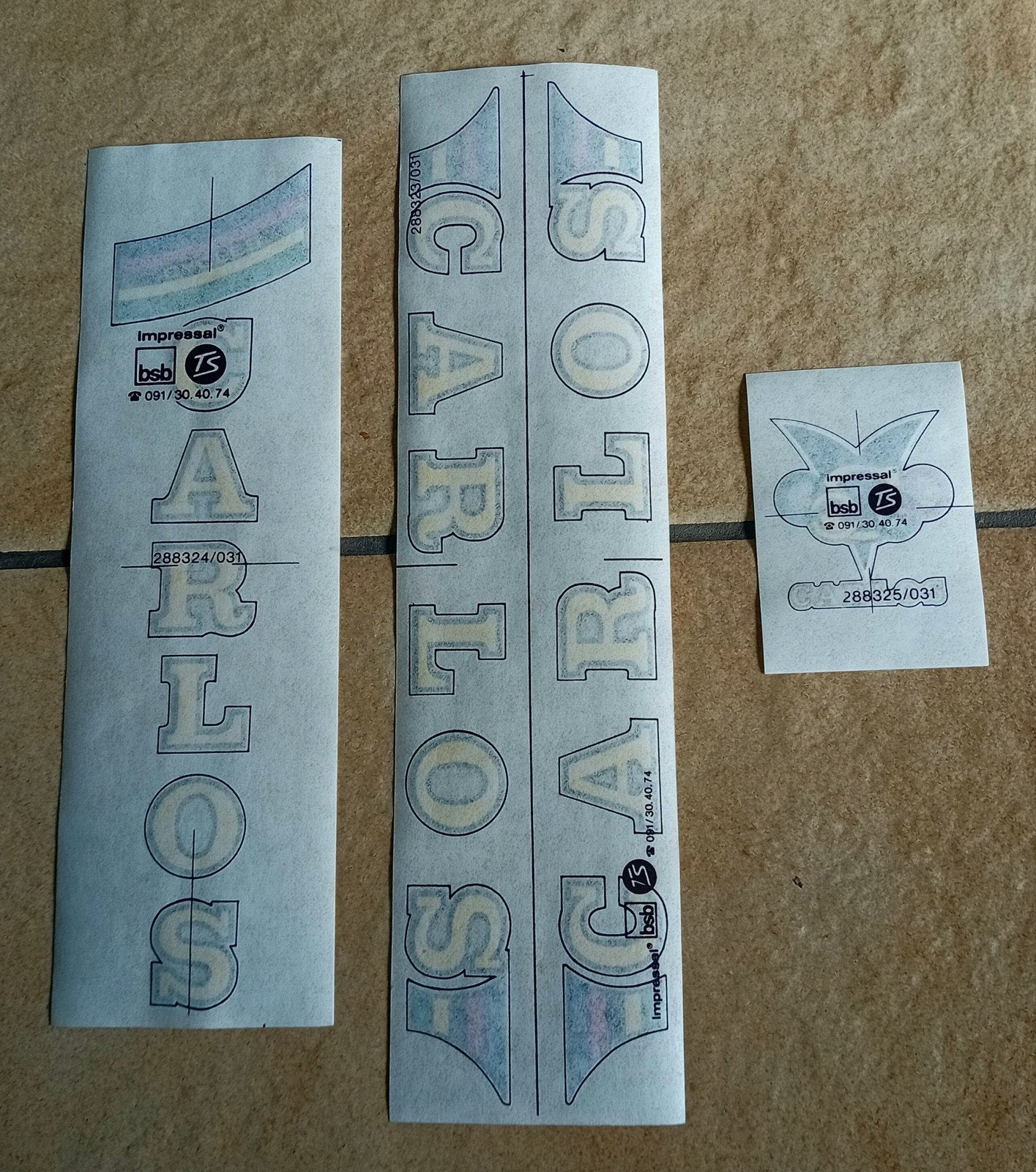 rare kit de décalcomanie d'époque "Carlos", Vélos & Vélomoteurs, Enlèvement