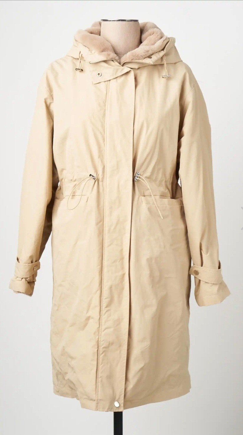 Amelie amelie jas, beige, gewatteerd, maat L., Kleding | Dames, Ophalen of Verzenden, Zo goed als nieuw, Maat 42/44 (L), Beige