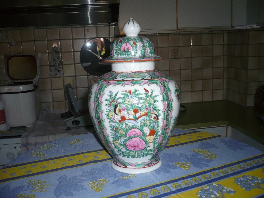 Vase chinois avec couvercle avec signature, Antiquités & Art, Enlèvement