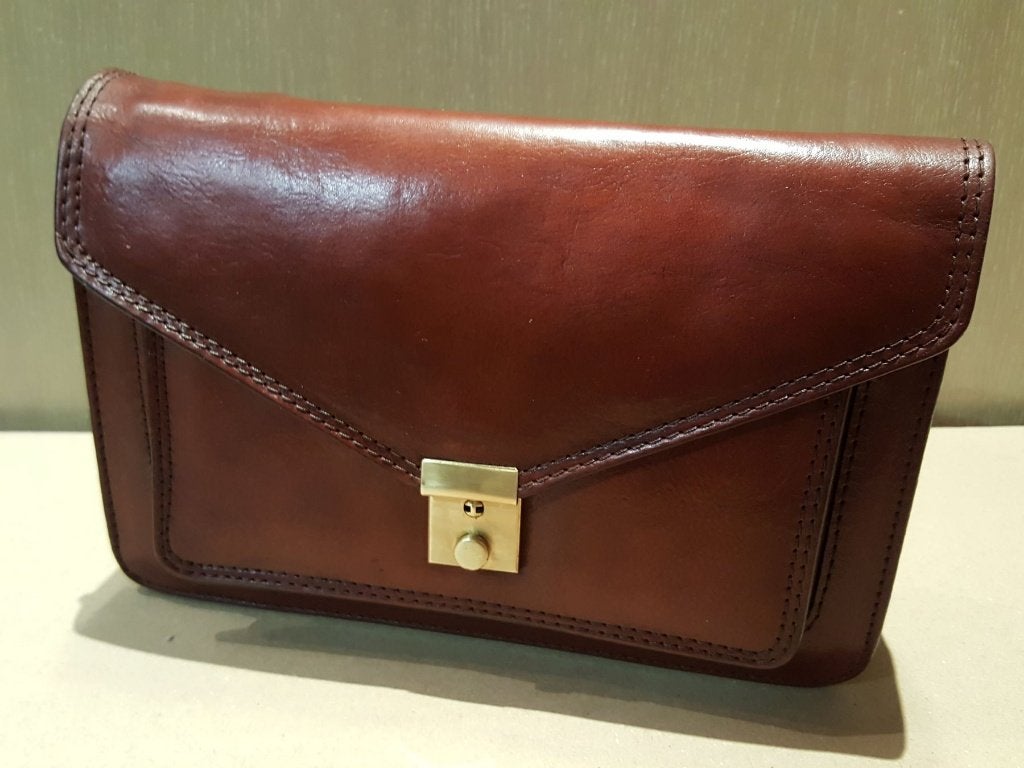 Pochette Vintage Années 80 en Cuir Marron pour Homme, Enlèvement ou Envoi, Utilisé, Brun, Cuir