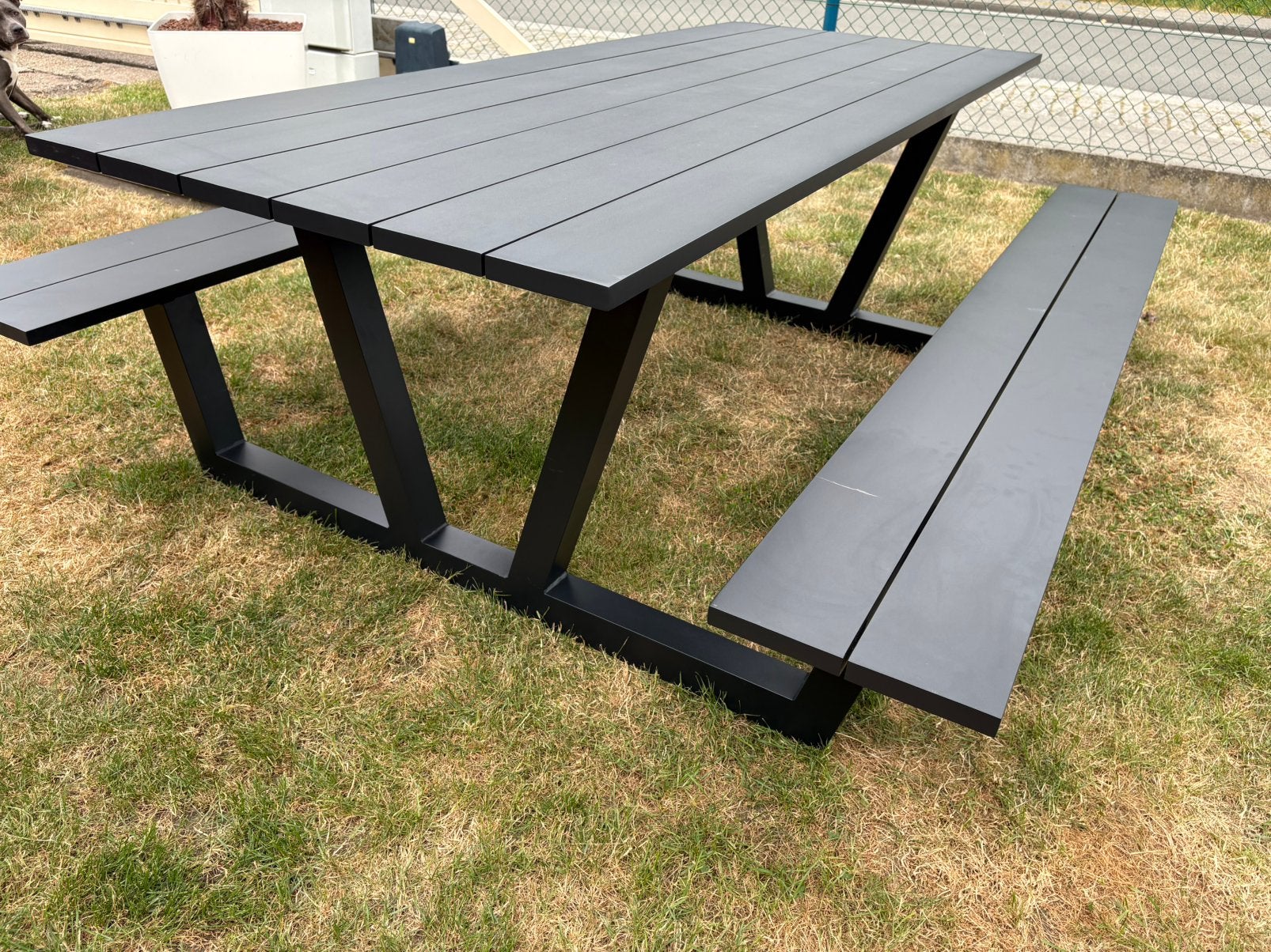 Zwart picknicktafel van vinci, Tuin en Terras, Ophalen, Zo goed als nieuw, Aluminium