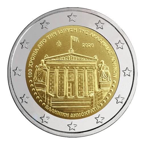 2026 Griekenland academie van Athene unc, Ophalen of Verzenden, Griekenland, 2 euro, Losse munt