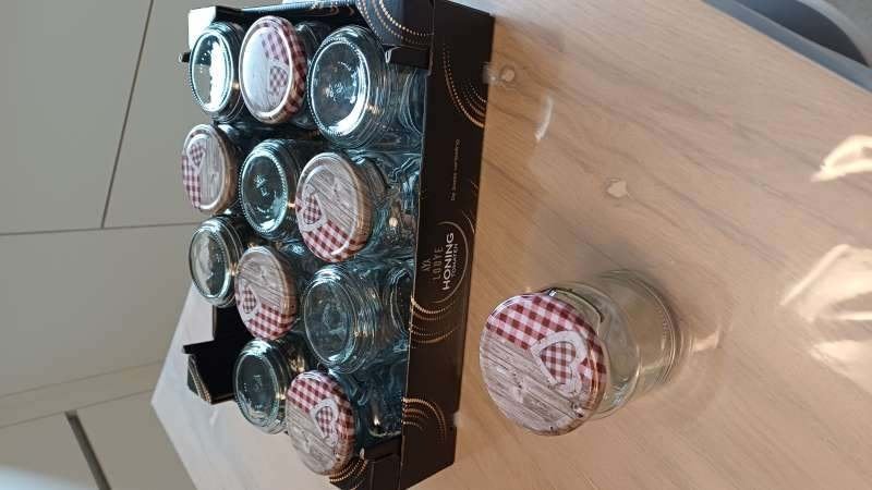 gelei potten, Huis en Inrichting, Met deksel, Ophalen, Zo goed als nieuw, Glas