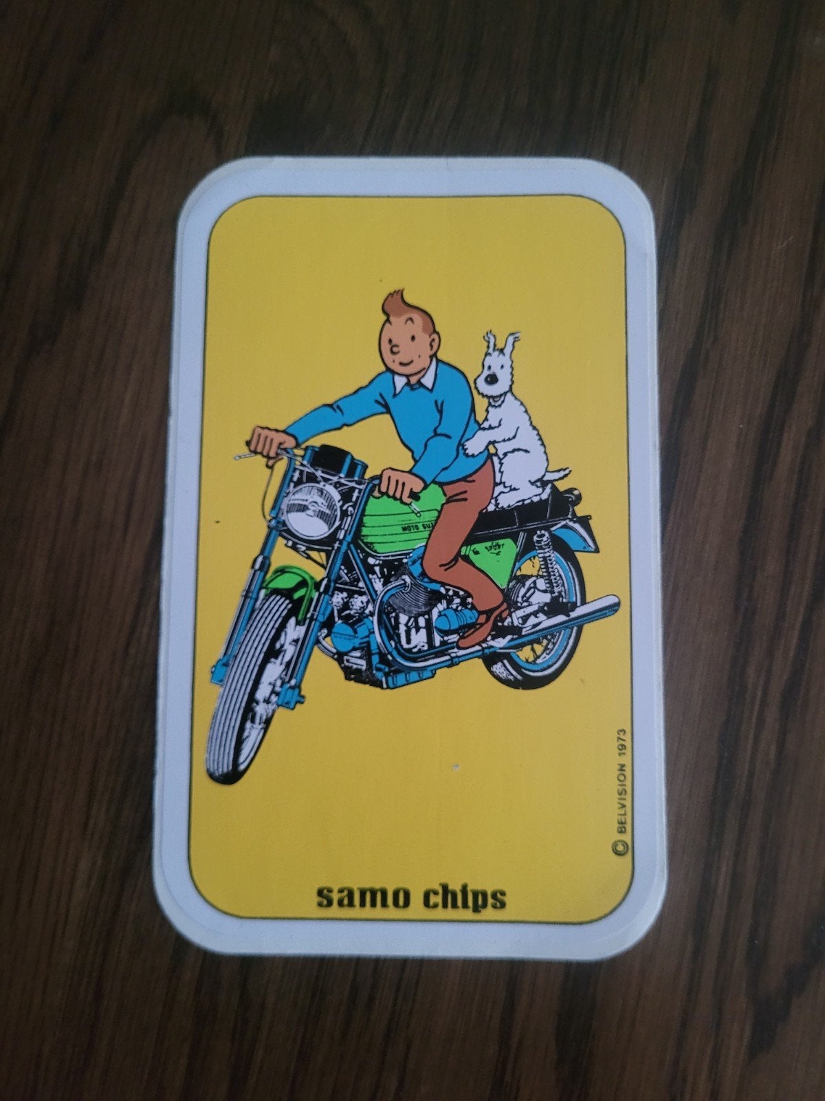 Autocollant Old Tintin Samo Chips 1973 | Belvision, Collections, Enlèvement ou Envoi
