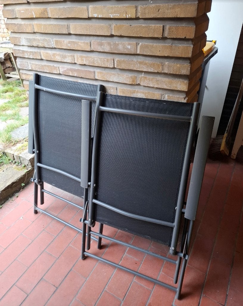 tuinstoel vouwen 2 stuks, Jardin & Terrasse, Chaises de jardin, Enlèvement, Comme neuf, Métal, Ajustable