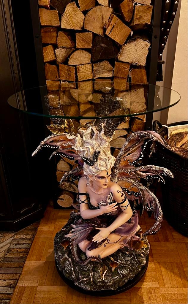 Table Fée Thelia et son Dragon Les Alpes, Huis en Inrichting, Tafels | Bijzettafels, Zo goed als nieuw, Glas, Ophalen