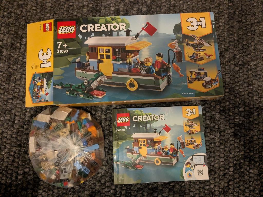 Lego creator woonboot aan rivier - 31093, Lego, Ophalen of Verzenden, Zo goed als nieuw, Compleet