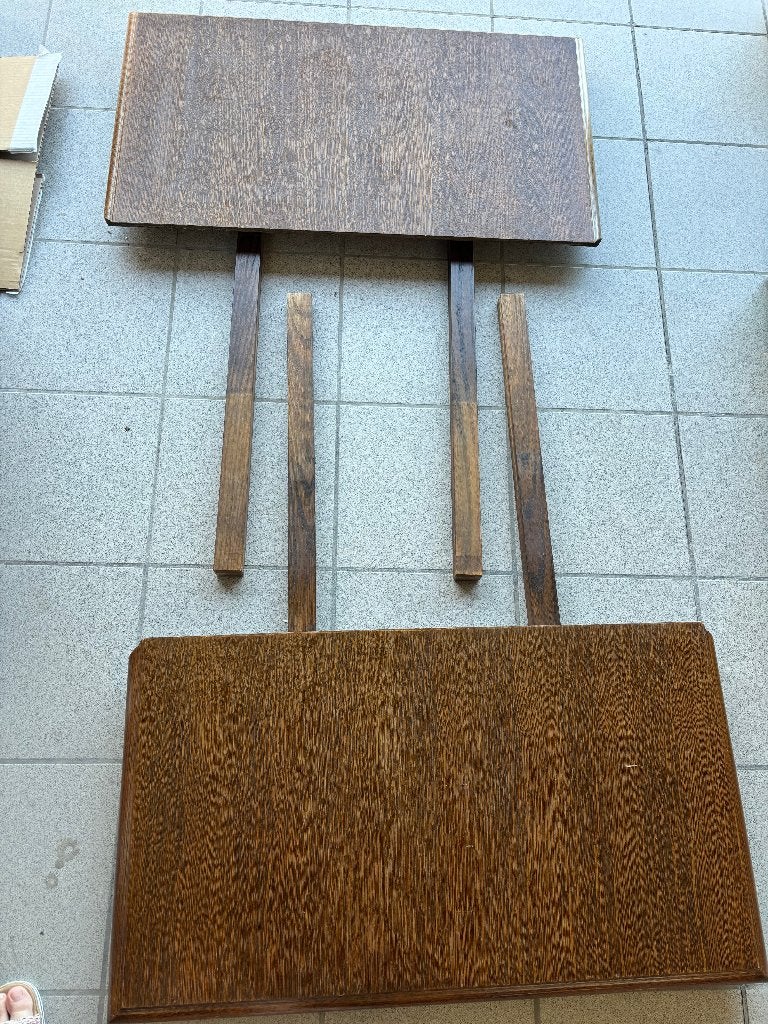 Massieve houten eettafel met 2 verlengstukken, Huis en Inrichting, Ophalen, Gebruikt, Klassiek, Eikenhout